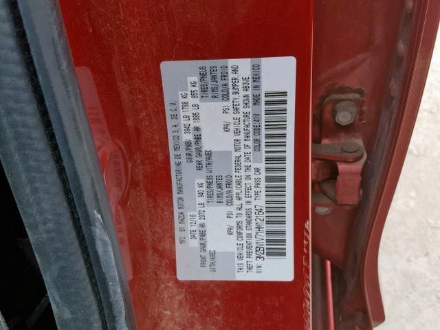 3MZBN1V71HM121647 - 2017 MAZDA 3 TOURING RED photo 10