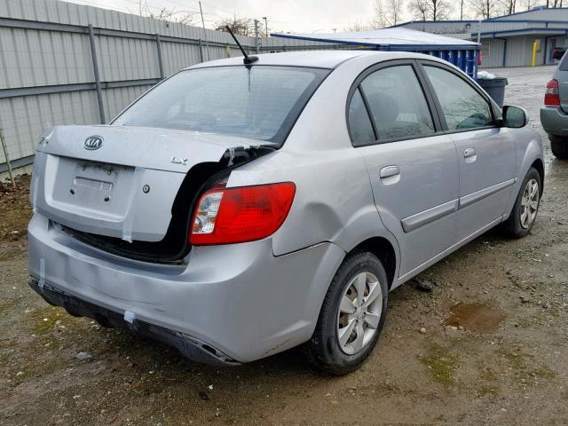 KNADH4A32A6612478 - 2010 KIA RIO LX SILVER photo 4