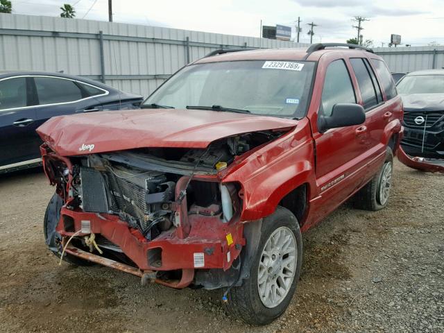 1J8GW58N72C283890 - 2002 JEEP GRAND CHER RED photo 2