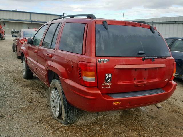 1J8GW58N72C283890 - 2002 JEEP GRAND CHER RED photo 3