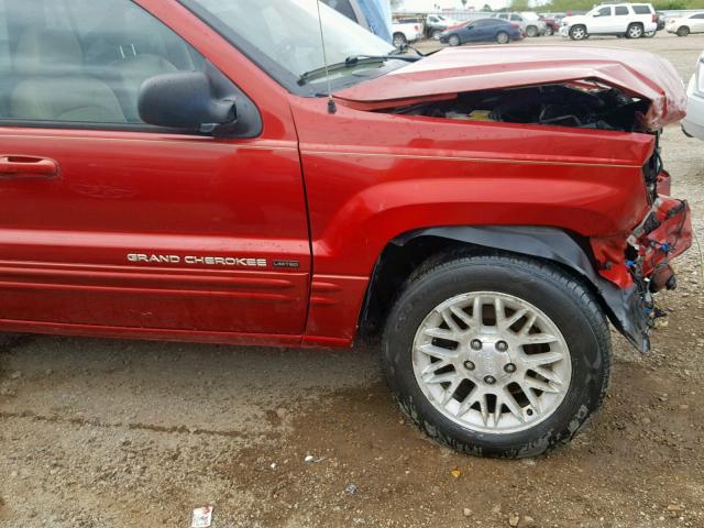 1J8GW58N72C283890 - 2002 JEEP GRAND CHER RED photo 9