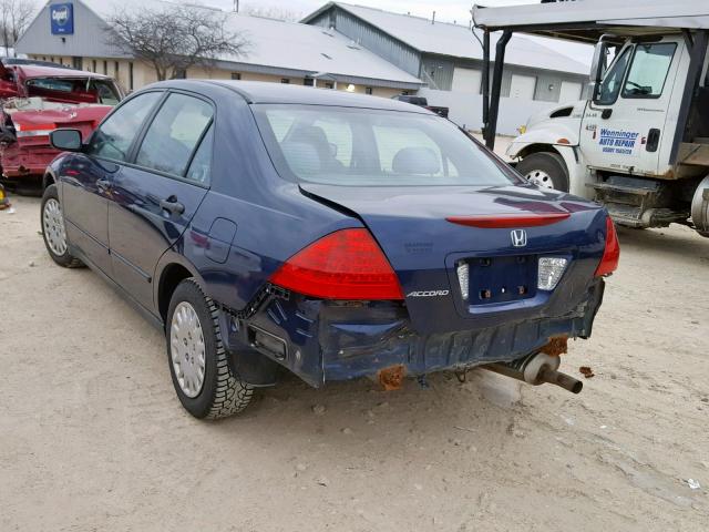 1HGCM56127A129474 - 2007 HONDA ACCORD VAL BLUE photo 3