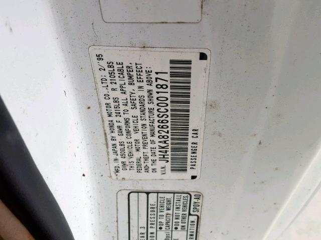 JH4KA8266SC001871 - 1995 ACURA LEGEND L WHITE photo 10