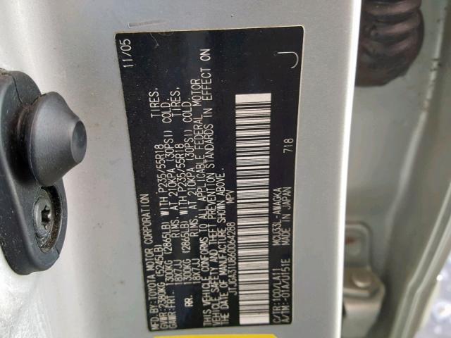 JTJGA31U860064288 - 2006 LEXUS RX 330 银色 照片 10