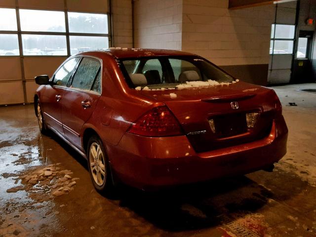 1HGCM56317A204005 - 2007 HONDA ACCORD SE Бордовый фото 3