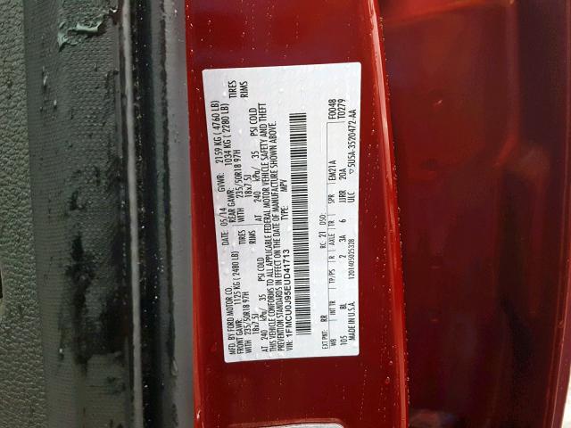 1FMCU0J95EUD41713 - 2014 FORD ESCAPE TIT RED photo 10