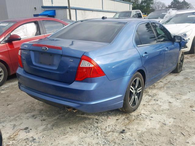 3FAHP0HA0AR405617 - 2010 FORD FUSION SE BLUE photo 4