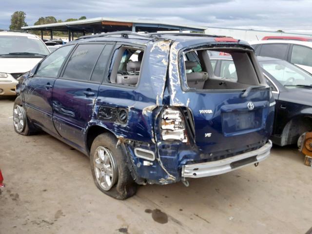 JTEGF21A420036692 - 2002 TOYOTA HIGHLANDER ლურჯი ფოტო 3