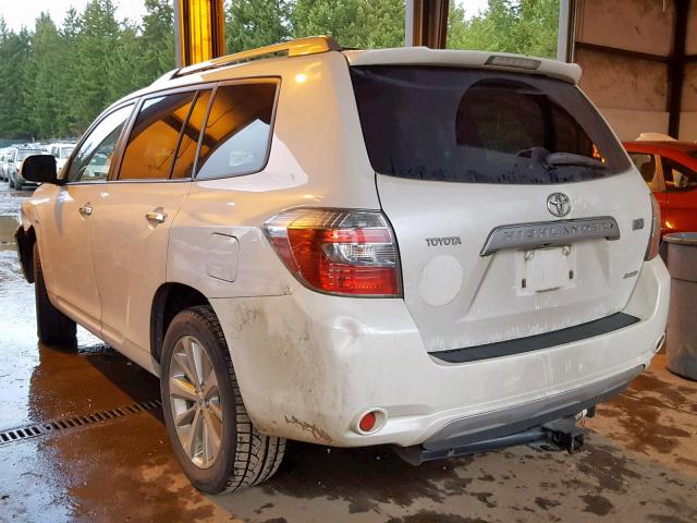 JTEEW44A692028607 - 2009 TOYOTA HIGHLANDER WHITE photo 3