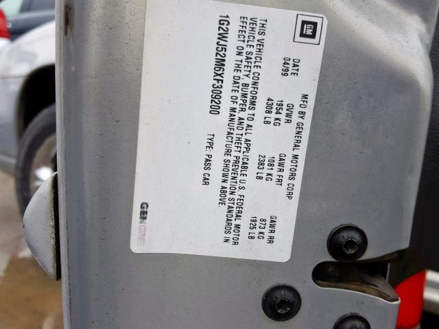 1G2WJ52M6XF309200 - 1999 PONTIAC GRAND PRIX GRAY photo 10