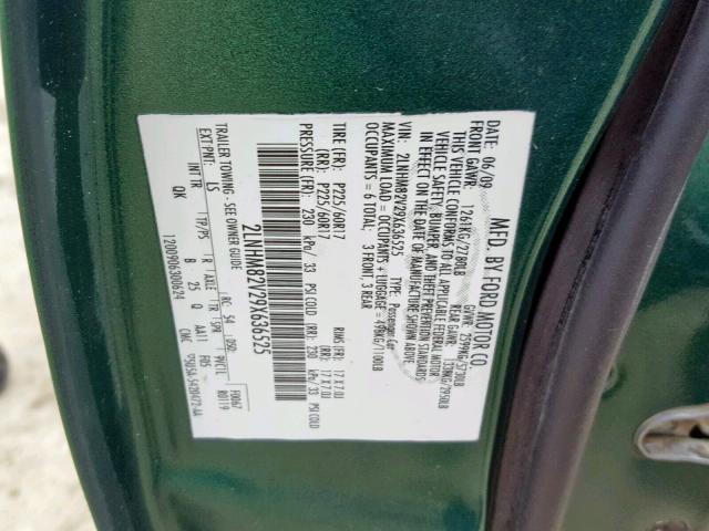 2LNHM82V29X636525 - 2009 LINCOLN TOWN CAR S GREEN photo 10