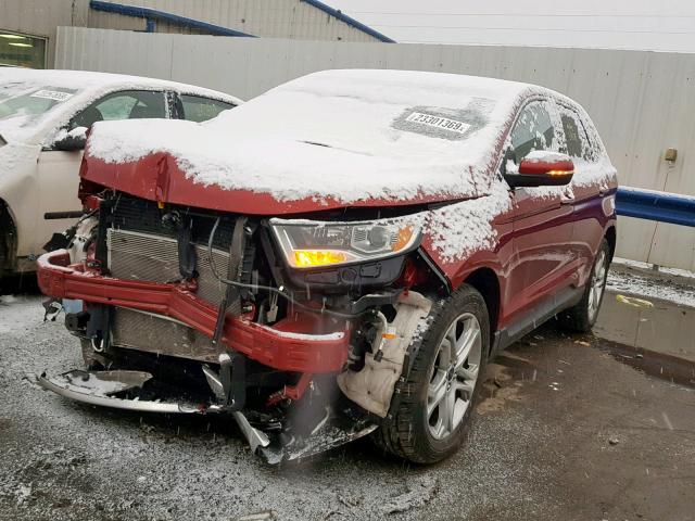 2FMTK4K89FBB25986 - 2015 FORD EDGE TITAN RED photo 2