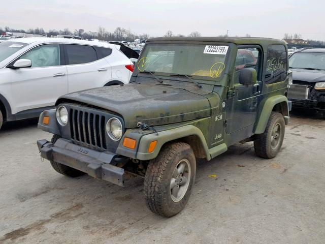 1J4FA39S45P379834 - 2005 JEEP WRANGLER X GREEN photo 2