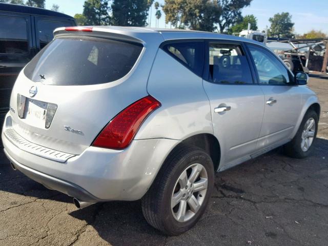 JN8AZ08W96W520498 - 2006 NISSAN MURANO SL GRAY photo 4