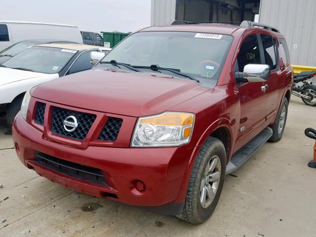 5N1AA08D58N610169 - 2008 NISSAN ARMADA SE RED photo 2