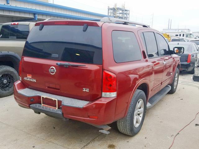 5N1AA08D58N610169 - 2008 NISSAN ARMADA SE RED photo 4