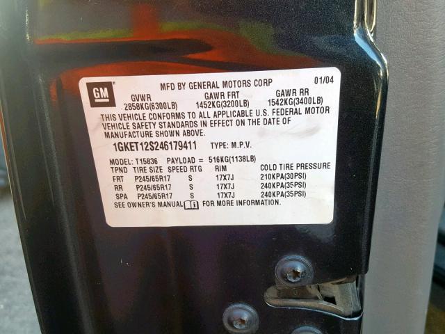 1GKET12S246179411 - 2004 GMC ENVOY XUV Графитовый фото 10