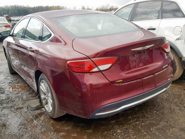 1C3CCCAB0GN183410 - 2016 CHRYSLER 200 LIMITE BURGUNDY photo 3