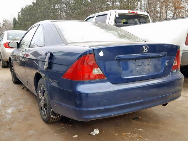 1HGEM22523L012217 - 2003 HONDA CIVIC LX BLUE photo 3