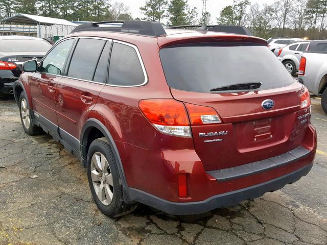 4S4BRDLC9B2406647 - 2011 SUBARU OUTBACK 3. RED photo 3