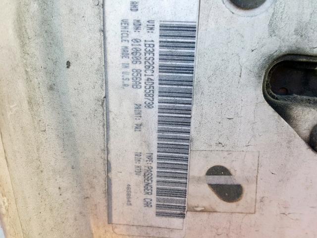 1B3ES26C14D558730 - 2004 DODGE NEON BASE WHITE photo 10