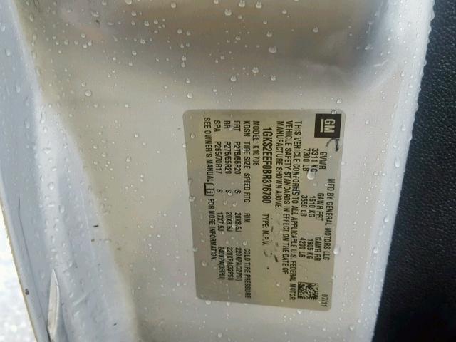 1GKS2EEF0BR376780 - 2011 GMC YUKON DENA 灰色 照片 10