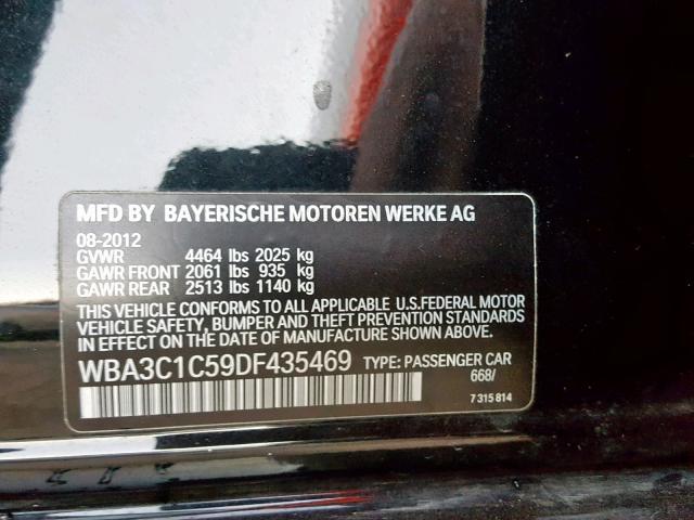 WBA3C1C59DF435469 - 2013 BMW 328 I SULE BLACK photo 10