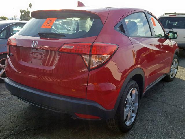 3CZRU5H31GM722134 - 2016 HONDA HR-V LX RED photo 4