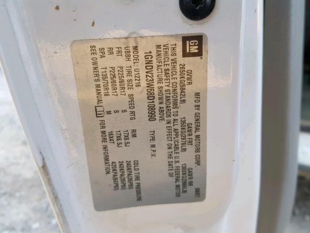 1GNDV23W68D108990 - 2008 CHEVROLET UPLANDER L 白色 照片 10