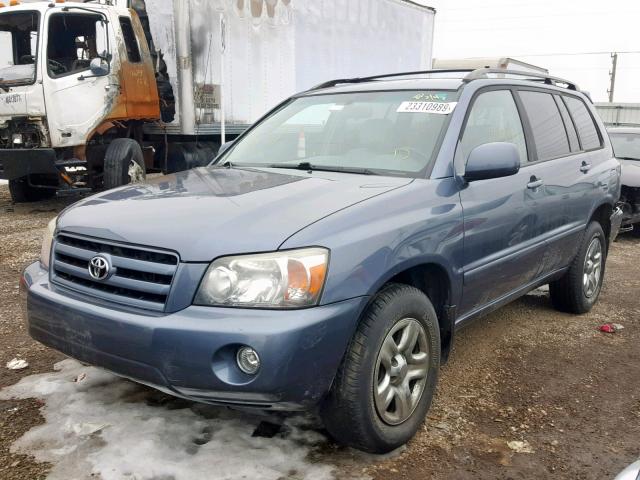 JTEGD21A770160095 - 2007 TOYOTA HIGHLANDER BLUE photo 2