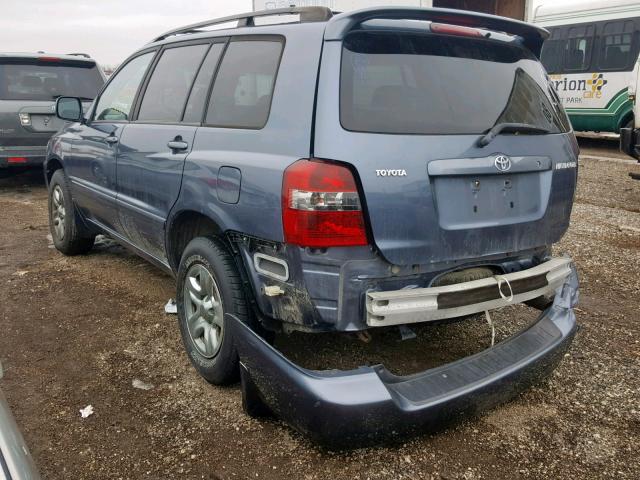 JTEGD21A770160095 - 2007 TOYOTA HIGHLANDER BLUE photo 3