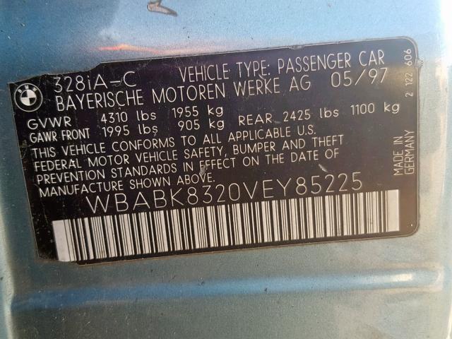 WBABK8320VEY85225 - 1997 BMW 328 IC AUT GREEN photo 10