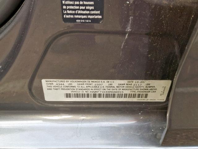 3VWRF71KX6M688915 - 2006 VOLKSWAGEN JETTA 2.5 石墨色 照片 10