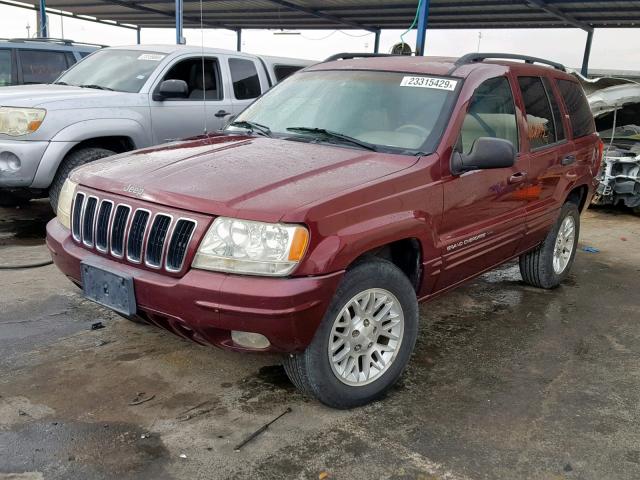 1J4GW58N02C126252 - 2002 JEEP GRAND CHER MAROON photo 2