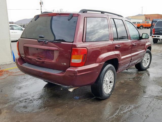 1J4GW58N02C126252 - 2002 JEEP GRAND CHER MAROON photo 4