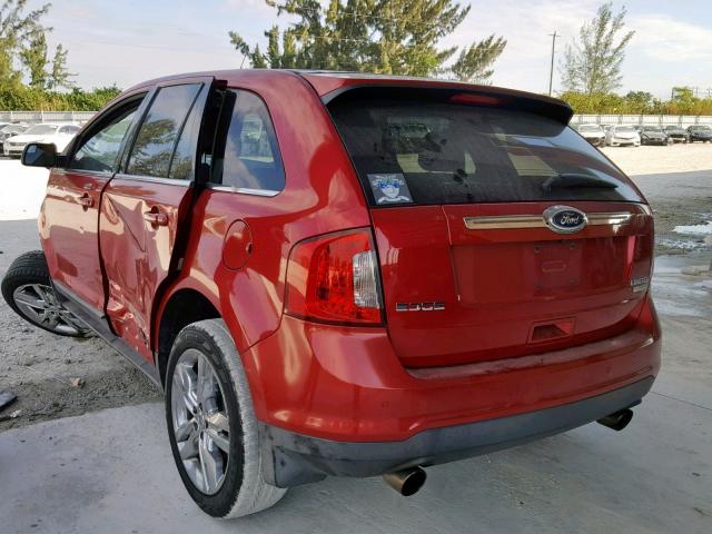 2FMDK3K97CBA67539 - 2012 FORD EDGE LIMIT RED photo 3