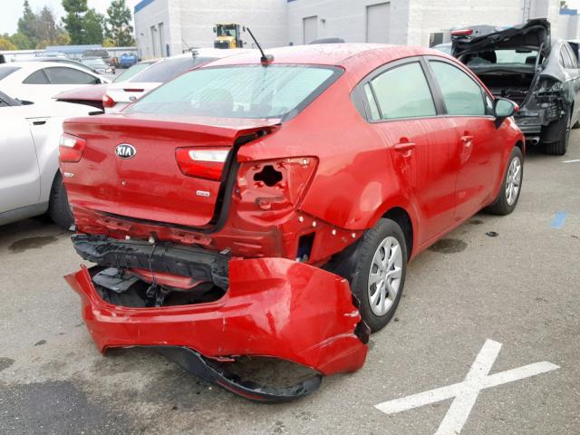 KNADM4A3XE6410571 - 2014 KIA RIO LX RED photo 4