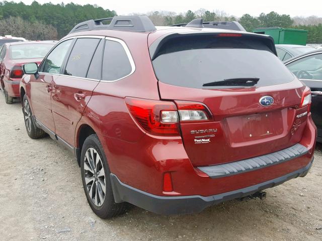 4S4BSBNC3G3337235 - 2016 SUBARU OUTBACK 2. BURGUNDY photo 3