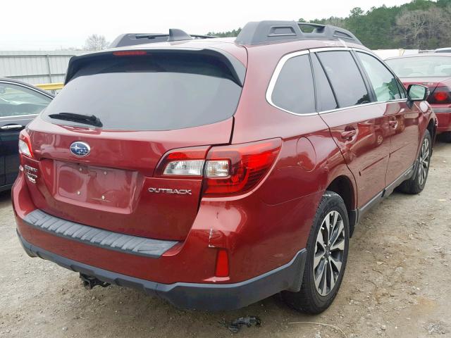 4S4BSBNC3G3337235 - 2016 SUBARU OUTBACK 2. BURGUNDY photo 4