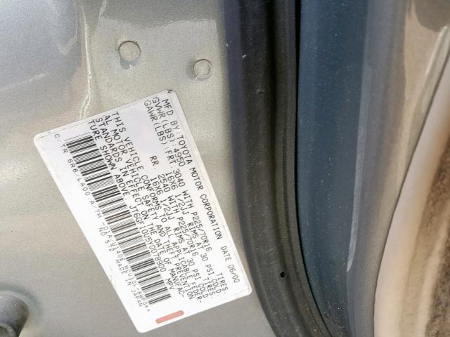 JT6GF10U5Y0078900 - 2000 LEXUS RX 300 TAN photo 10