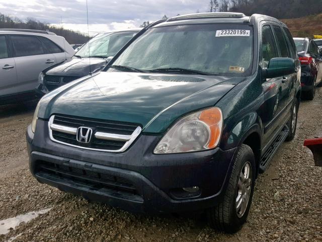 JHLRD78812C082310 - 2002 HONDA CR-V EX GREEN photo 2