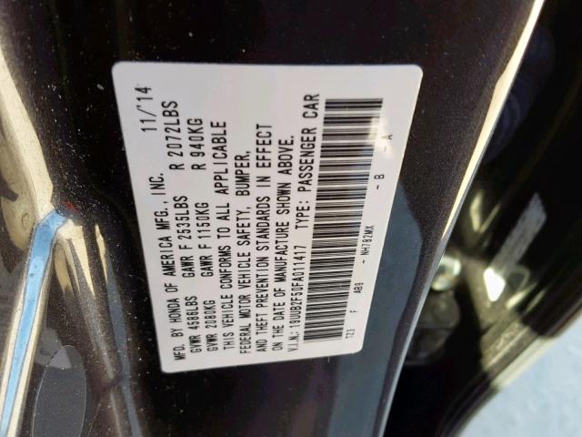 19UUB2F50FA011417 - 2015 ACURA TLX TECH GRAY photo 10