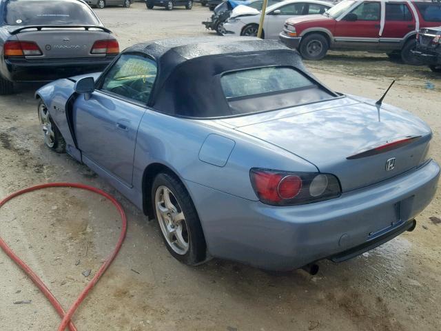 JHMAP114X2T009926 - 2002 HONDA S2000 BLUE photo 3