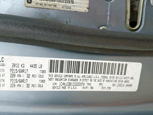 1C4NJCBB1DD222970 - 2013 JEEP COMPASS SP ლურჯი ფოტო 10