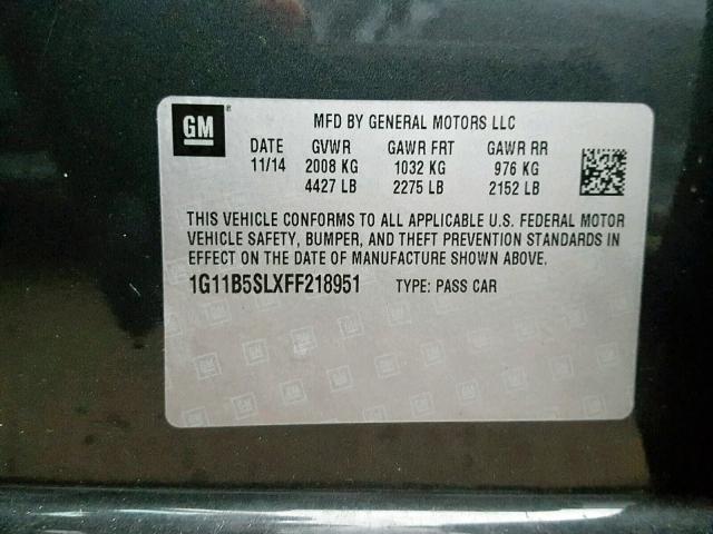 1G11B5SLXFF218951 - 2015 CHEVROLET MALIBU LS Boz foto 10
