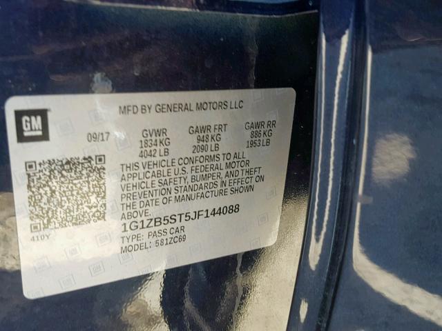 1G1ZB5ST5JF144088 - 2018 CHEVROLET MALIBU LS BLUE photo 10