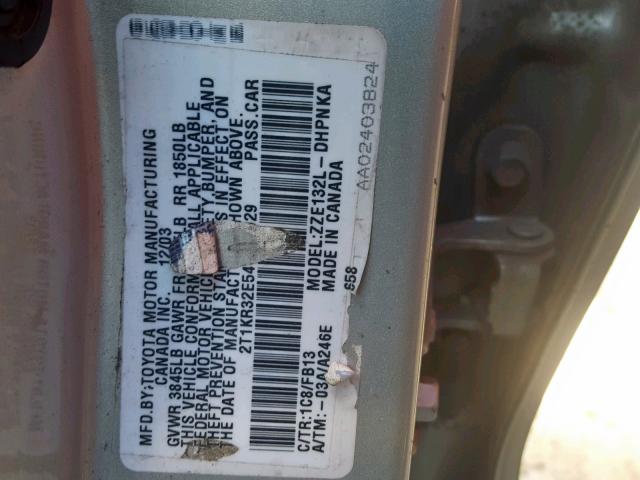 2T1KR32E54C267929 - 2004 TOYOTA MATRIX 灰色 照片 10