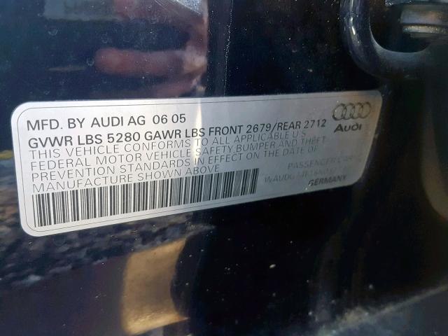 WAUDG74F16N032730 - 2006 AUDI A6 3.2 QUA BLUE photo 10