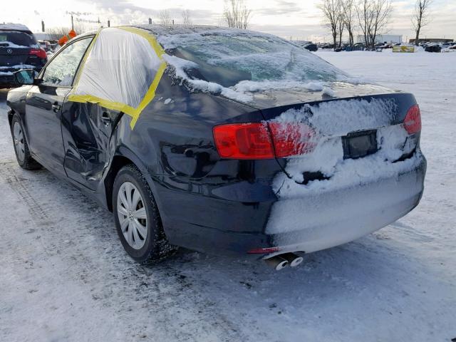 3VW1K7AJ8CM356600 - 2012 VOLKSWAGEN JETTA BASE BLACK photo 3