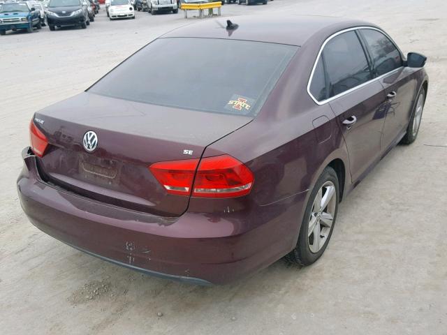 1VWBH7A3XDC054104 - 2013 VOLKSWAGEN PASSAT SE MAROON photo 4